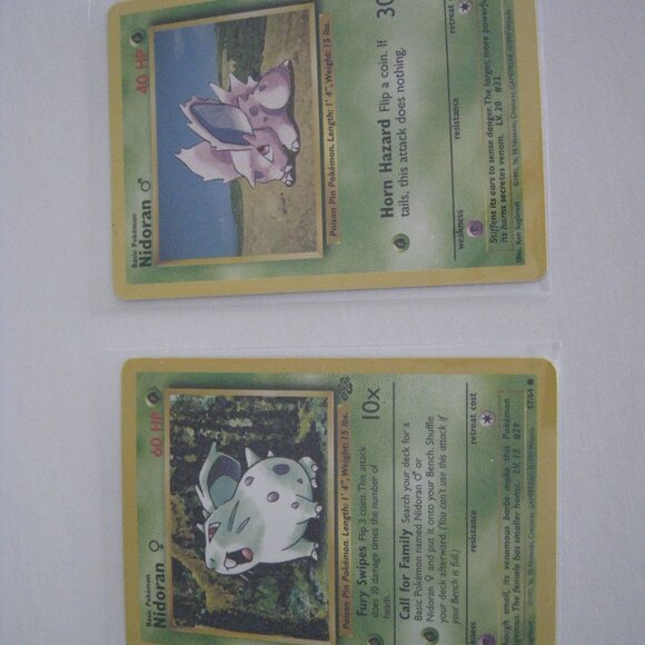 Nidoran 55/102 & Nidoran 57/64 Pokemon Cards Vintage - Picture 14 of 16